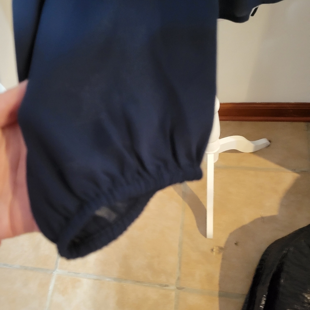 NWT LOFT solid Navy Long Sleeve V Neck Wrap Blouse Workwear | Small - Picture 5 of 10